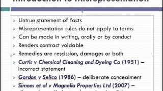 Misrepresentation Lecture 1 of 4 [upl. by Cirdnek]